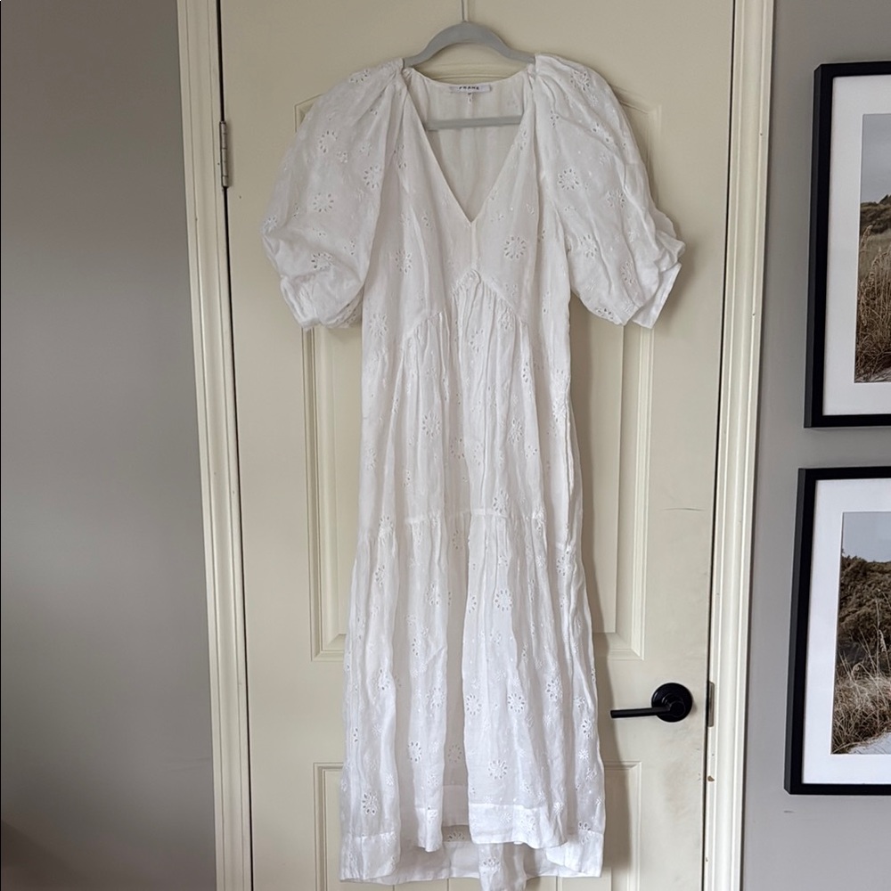 Elegant White Eyelet Dress